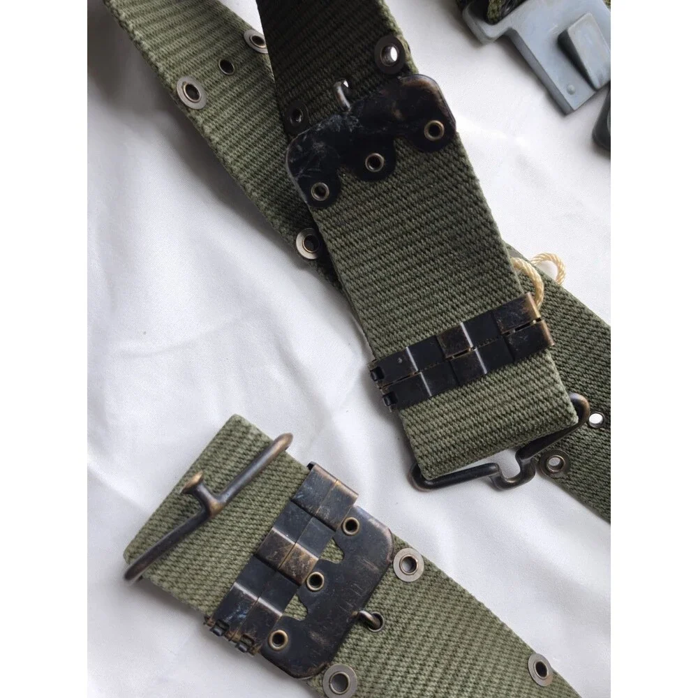 Lot of 2 U.S. Military Web Belts LC-2 ALICE & Vietnam Era Style OD Green Large